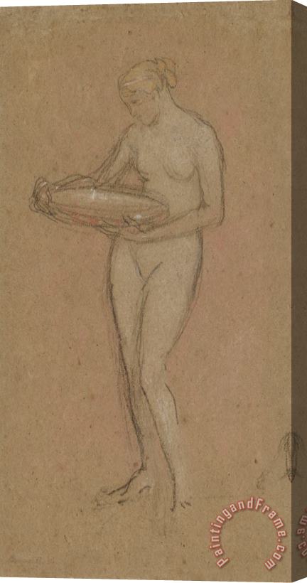 James Abbott McNeill Whistler Standing Female Nude a Holding Bowl [recto] Stretched Canvas Painting / Canvas Art